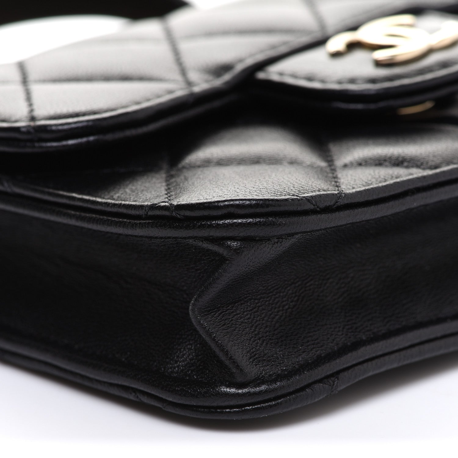 Chanel Lambskin Quilted Top Handle Flap Coin Purse With Chain Black 10 of 14