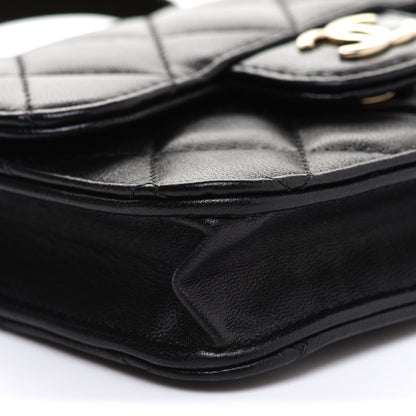Chanel Lambskin Quilted Top Handle Flap Coin Purse With Chain Black 10 of 14