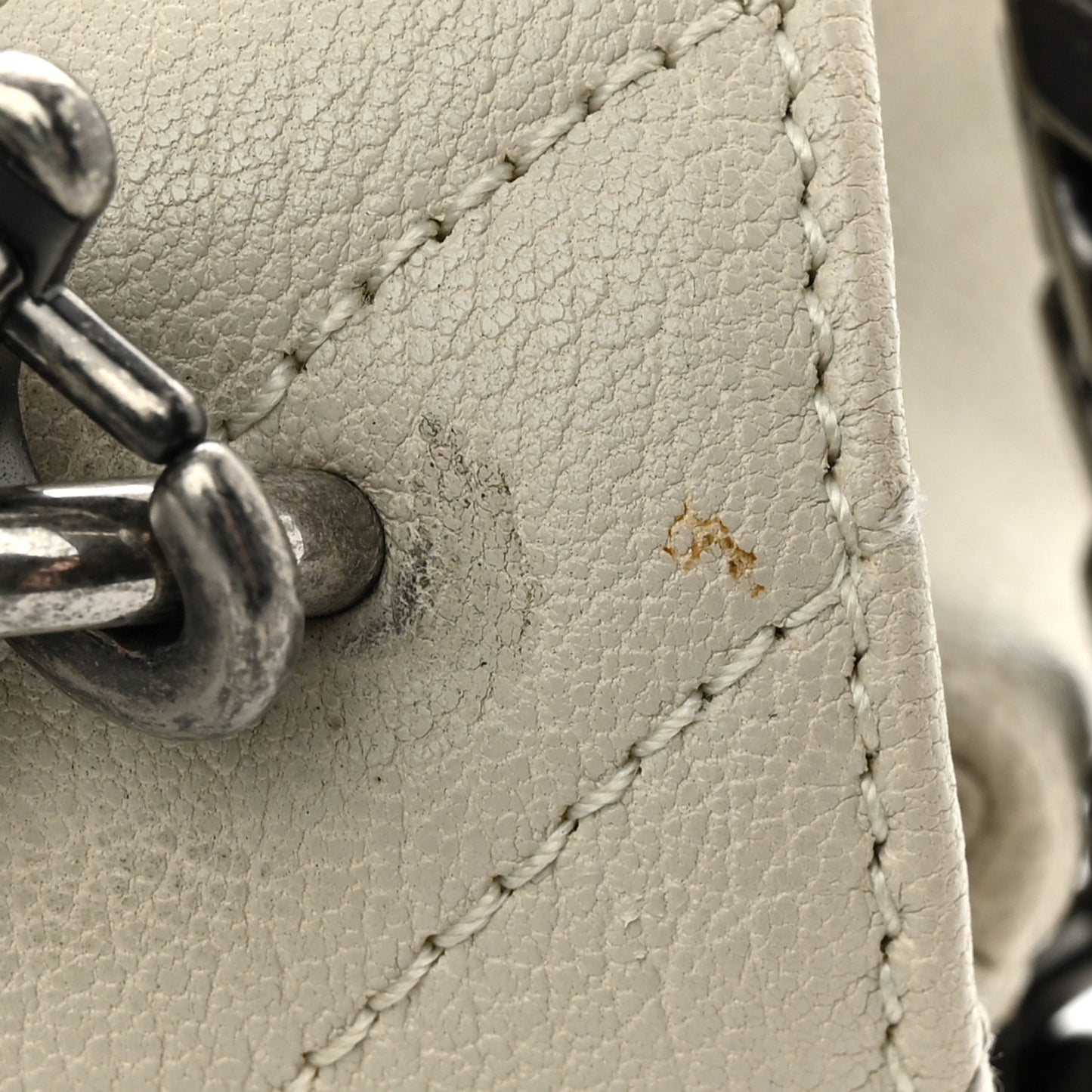 Sheepskin Matelasse Chevron Monogram Medium College Bag Dove White