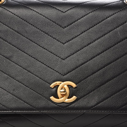 Chanel Grained Calfskin Elaphe Stitched Medium Chevron Chic Top Handle Flap Black 12 of 12