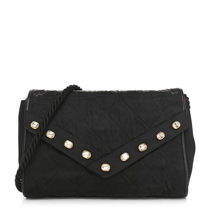 Chanel Fabric Quilted Crystal Envelope Small Flap Black 1 of 10