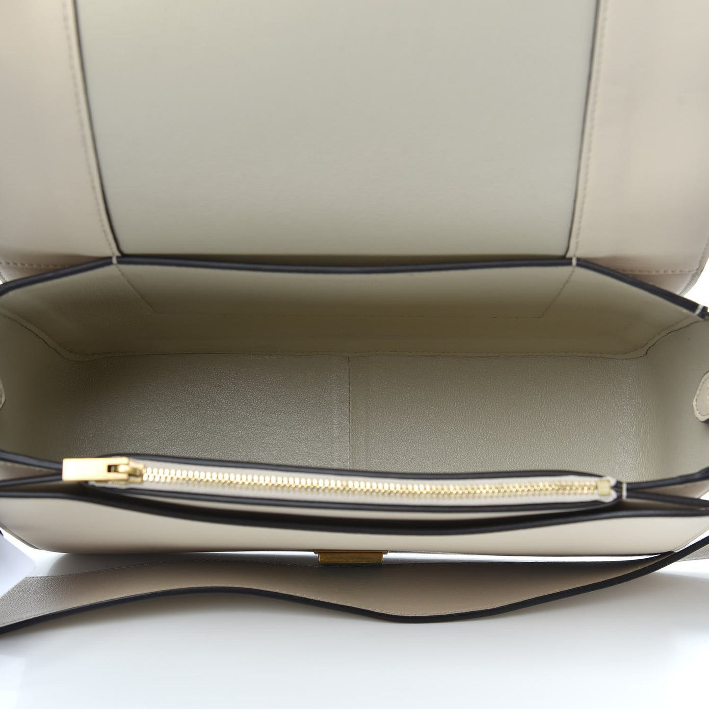 Shiny Smooth Calfskin Medium Frame Shoulder Bag Grege Storm