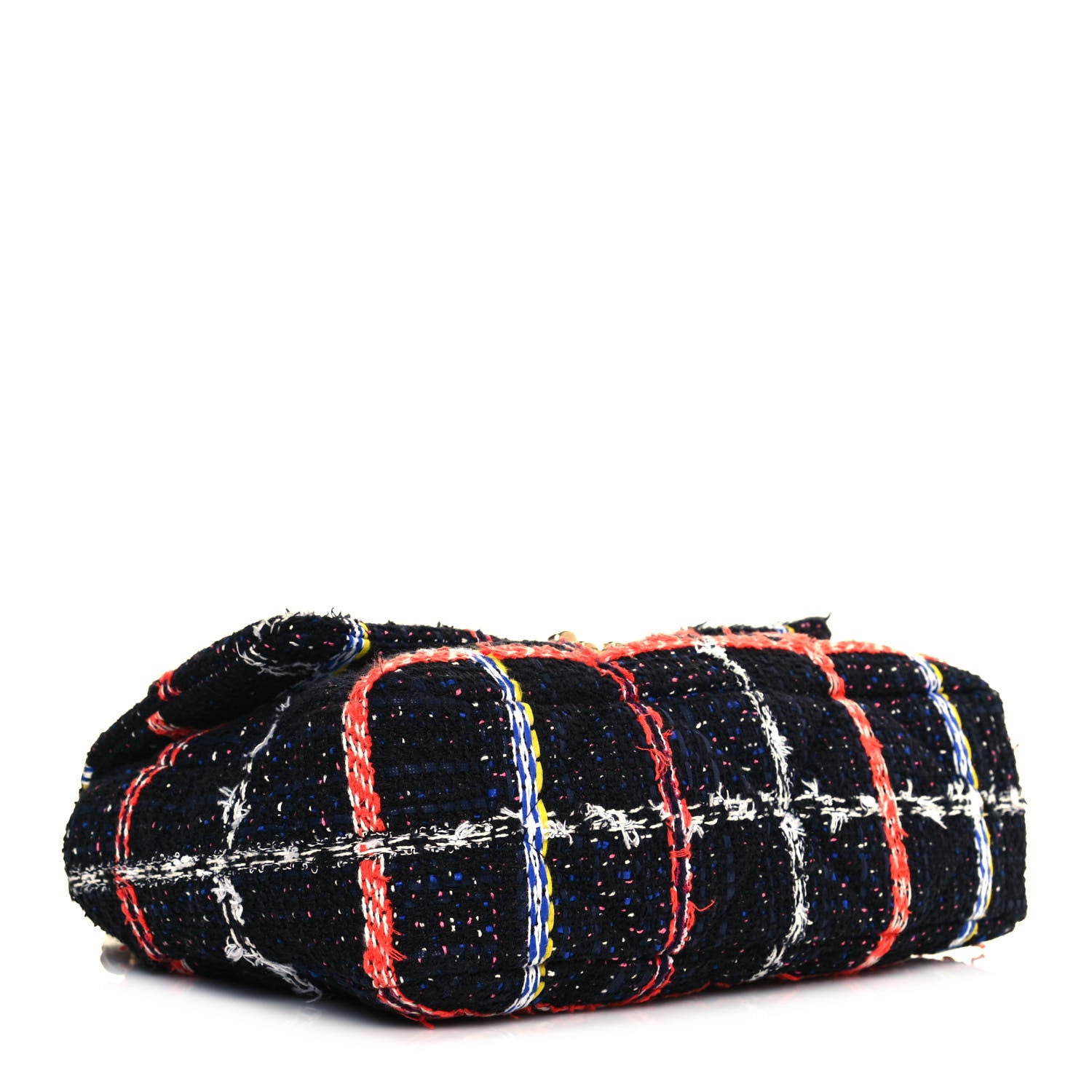 Chanel Tweed Quilted Large Chanel 19 Flap Black Orange Blue 3 of 12