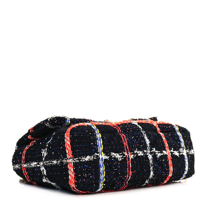 Chanel Tweed Quilted Large Chanel 19 Flap Black Orange Blue 3 of 12
