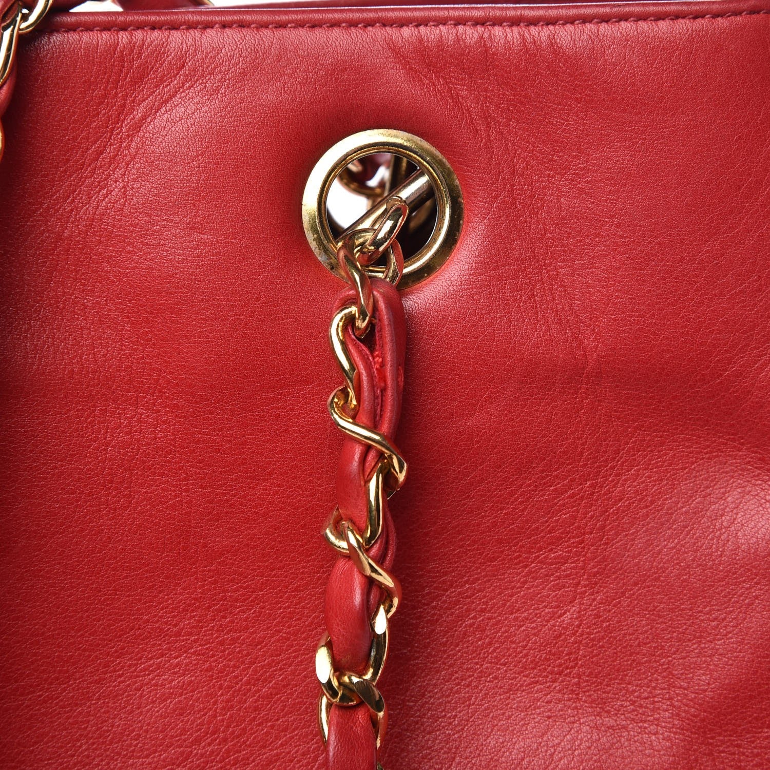 Chanel Lambskin Quilted Tote Red 10 of 16
