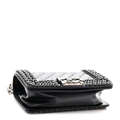 Chanel Glazed Calfskin Quilted Small Boy Chained Flap Navy 4 of 10