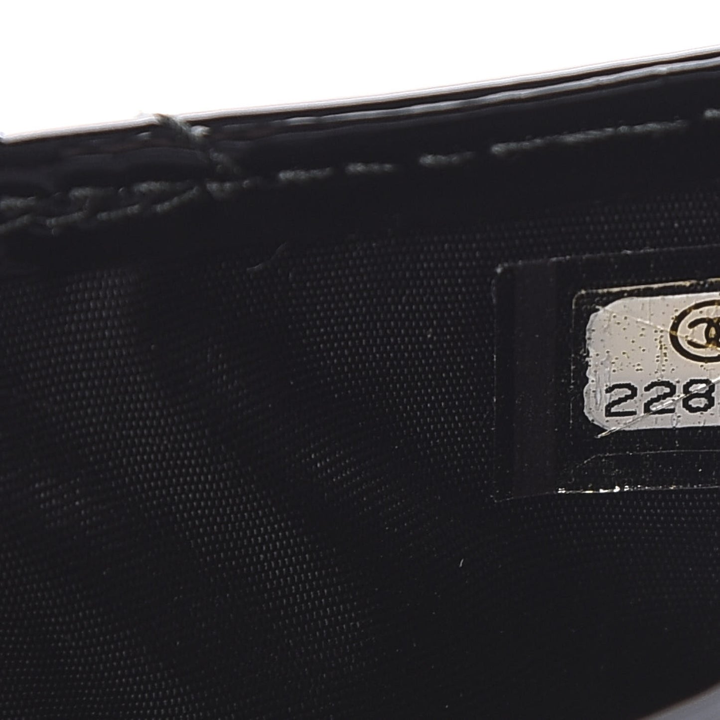 Patent Calfskin Quilted Card Holder Black