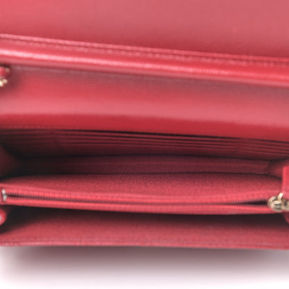 Chanel Caviar Quilted Square Wallet On Chain WOC Dark Red 4 of 4