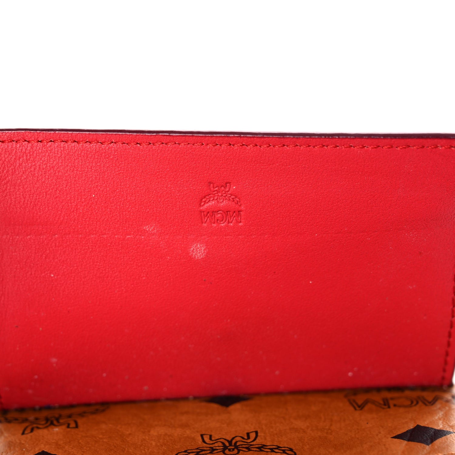 MCM Visetos Patricia Card Case Cognac Red 9 of 16