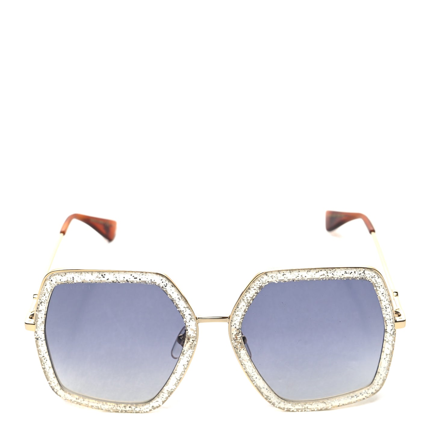 Glitter Acetate Oversize Square Frame Sunglasses GG0106S Gold