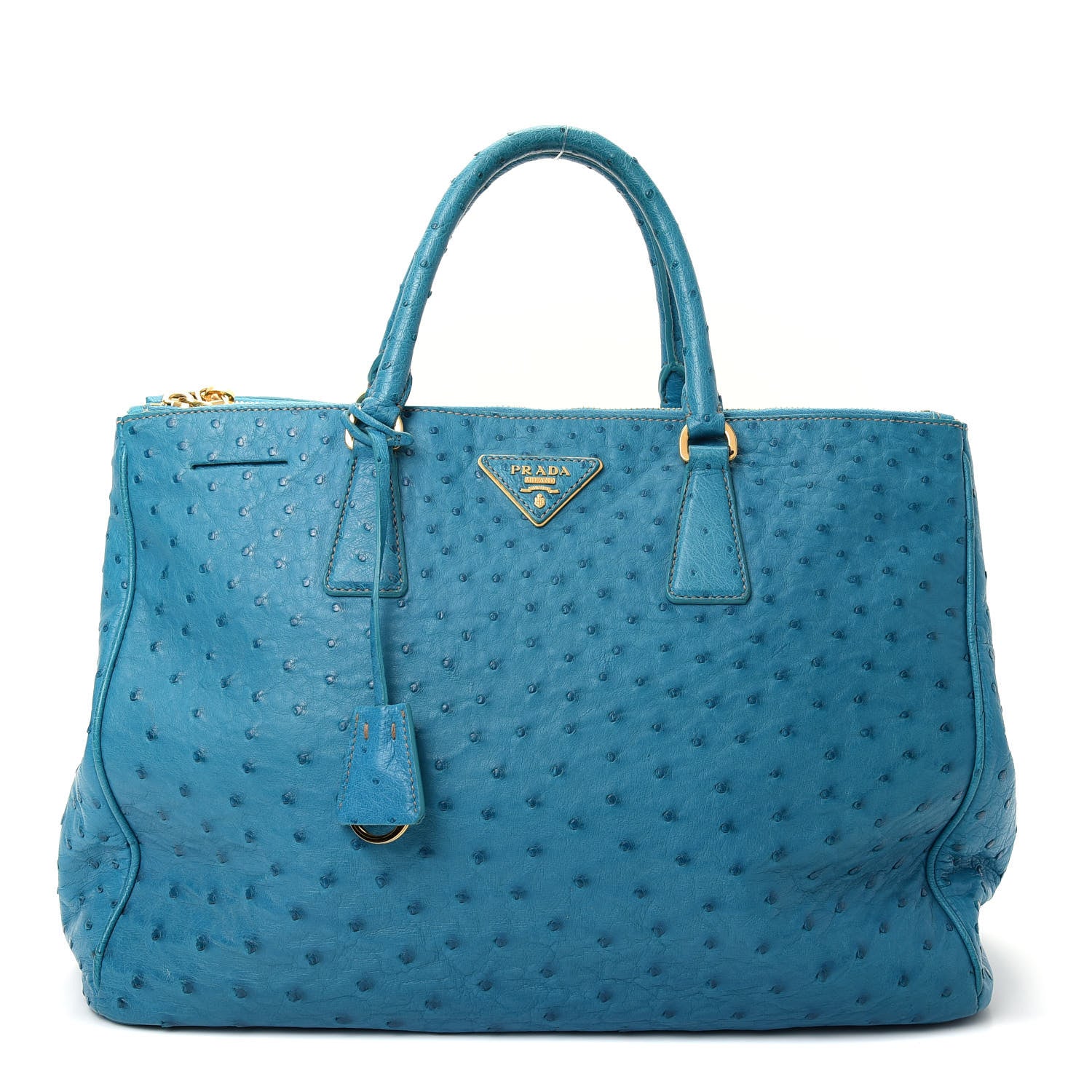 Prada Ostrich Medium Galleria Double Zip Tote Turchese 1 of 10
