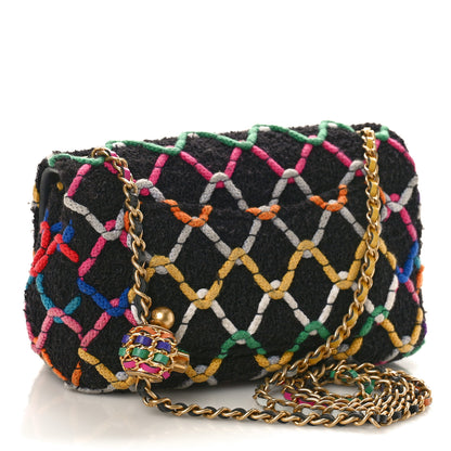 Chanel Tweed Diamond Threaded Mini Rectangular Pearl Crush Flap Black Multicolor 2 of 10