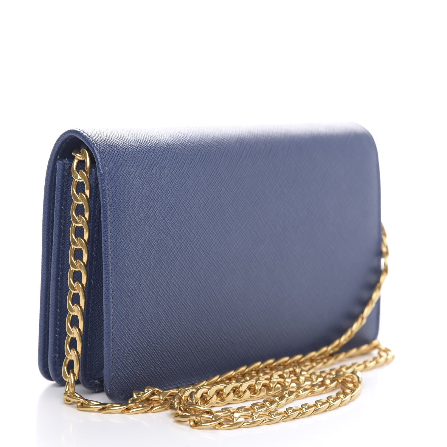 Prada Saffiano Lux Chain Wallet Bluette 3 of 9