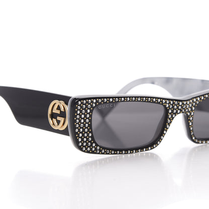 Gucci Acetate Rectangular Crystal Sunglasses GG0516S Black 2 of 8