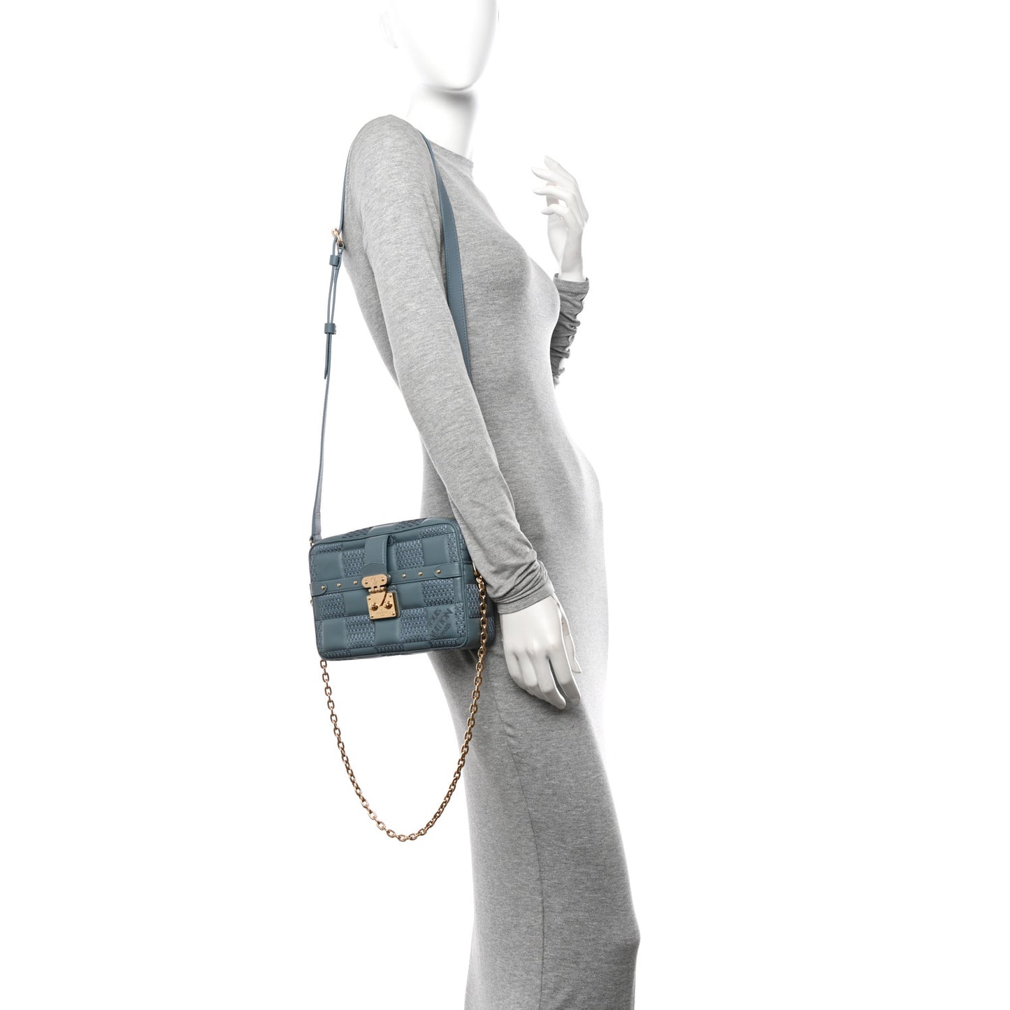 Lambskin Damier Quilt Troca PM Glacier
