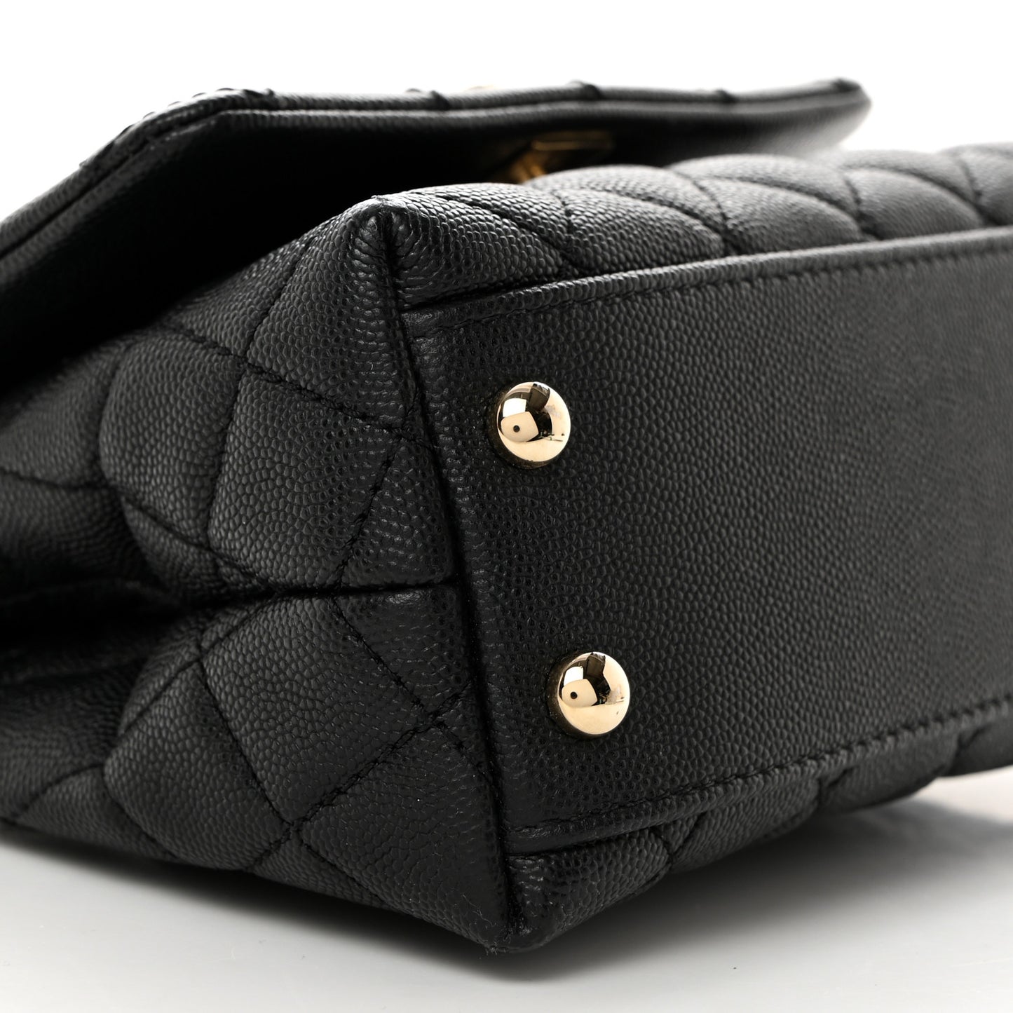 Caviar Lizard Embossed Quilted Extra Mini Coco Handle Flap Black