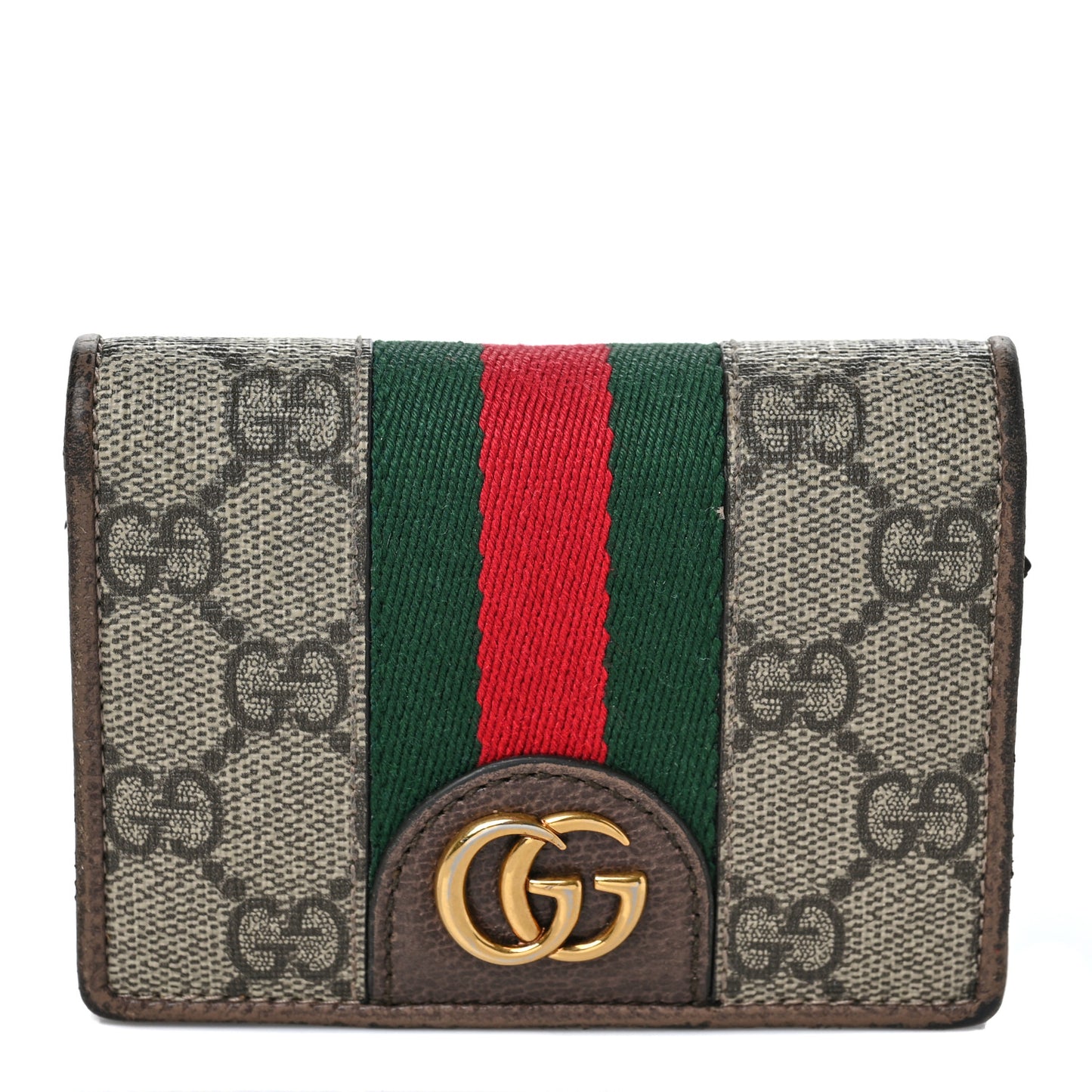 X DISNEY GG Supreme Monogram Web Three Little Pigs Ophidia Card Case Wallet Beige New Acero
