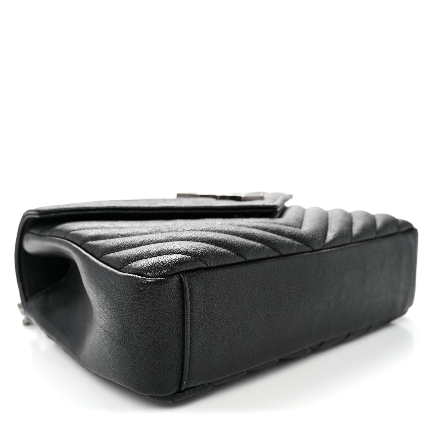 Saint Laurent Sheepskin Matelasse Chevron Monogram Medium College Bag Black 4 of 11