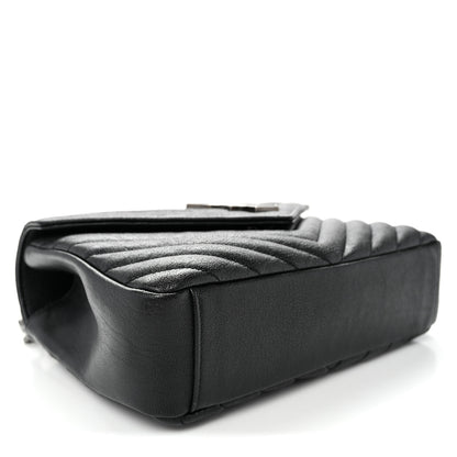 Saint Laurent Sheepskin Matelasse Chevron Monogram Medium College Bag Black 4 of 11