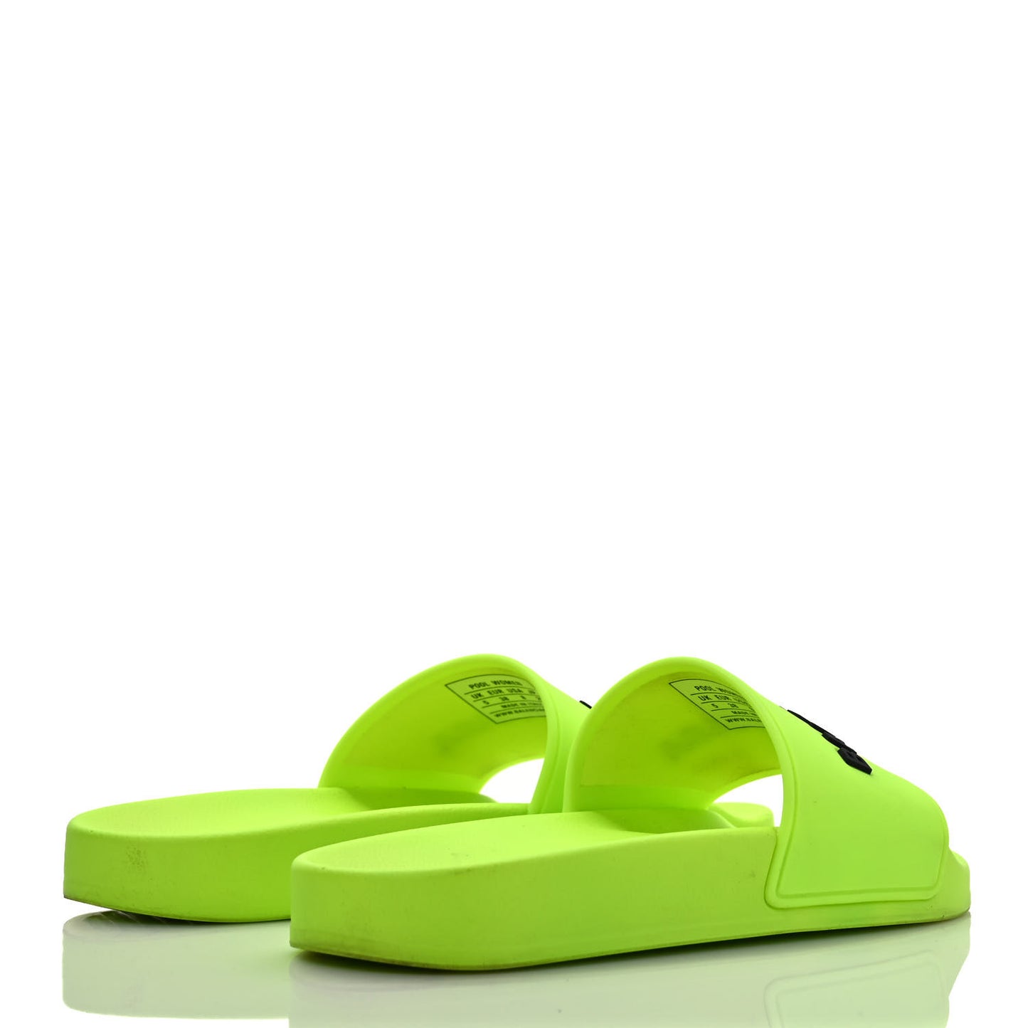 Smooth Rubber Logo Bi-Color Womens Pool Slide Sandals 38 Fluo Yellow Black
