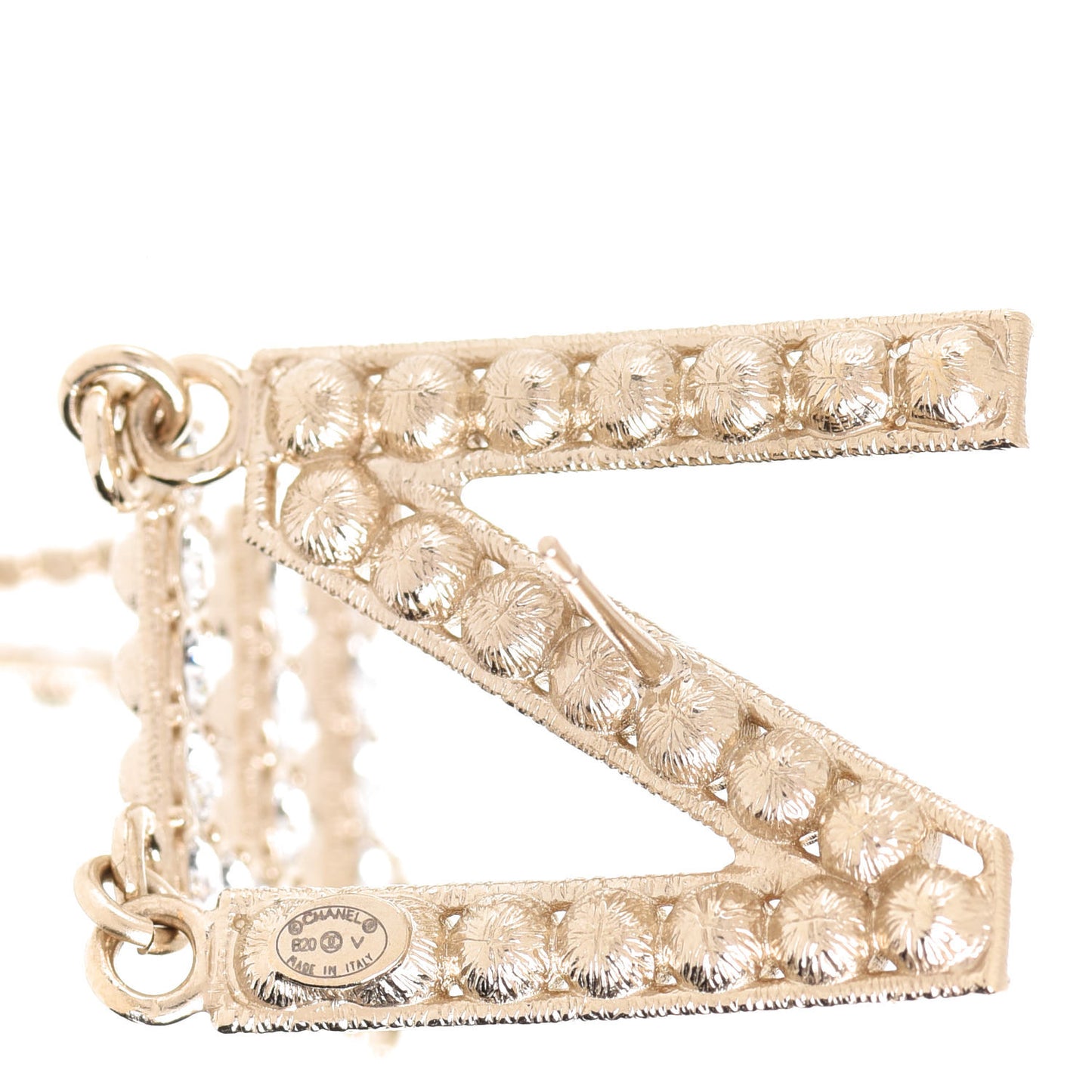 Crystal Cha-Nel Logo Drop Earrings Gold
