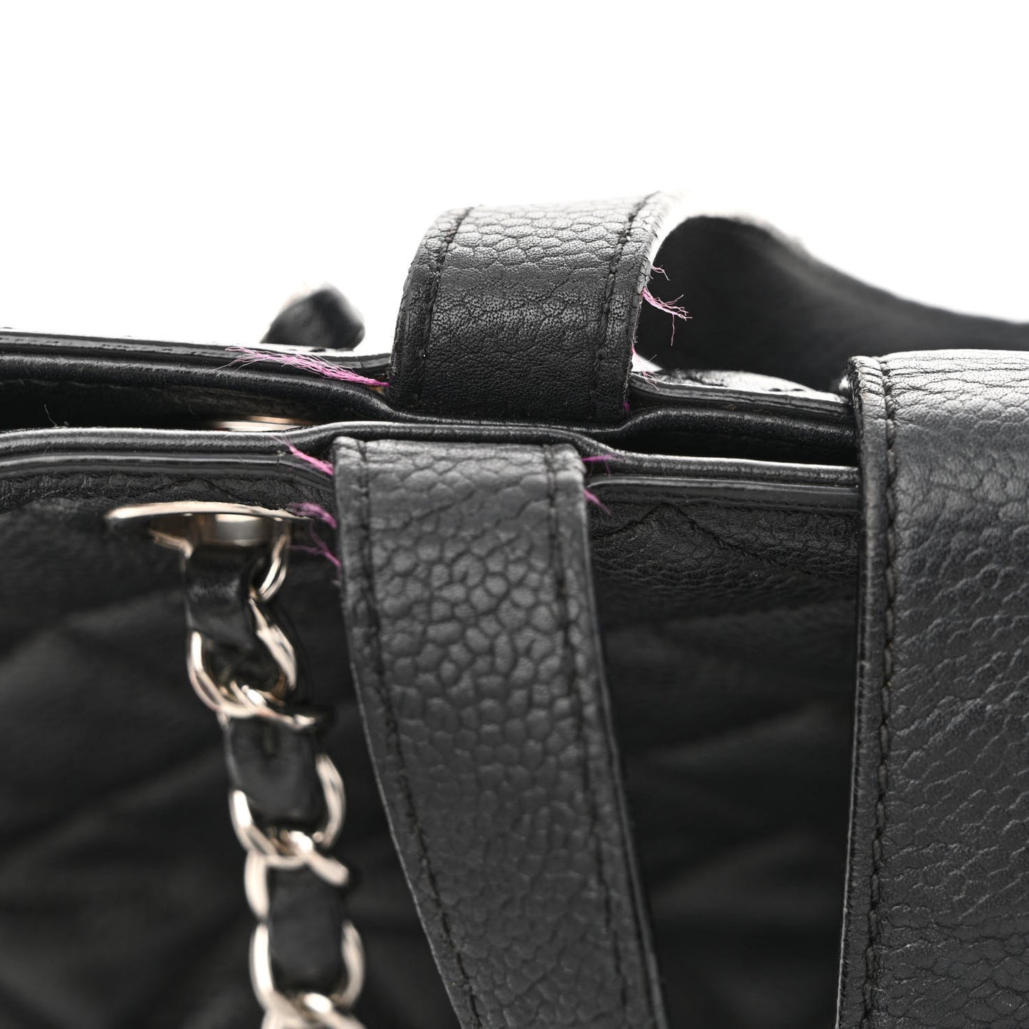 Caviar Quilted Large CC Box Shopping Tote Black