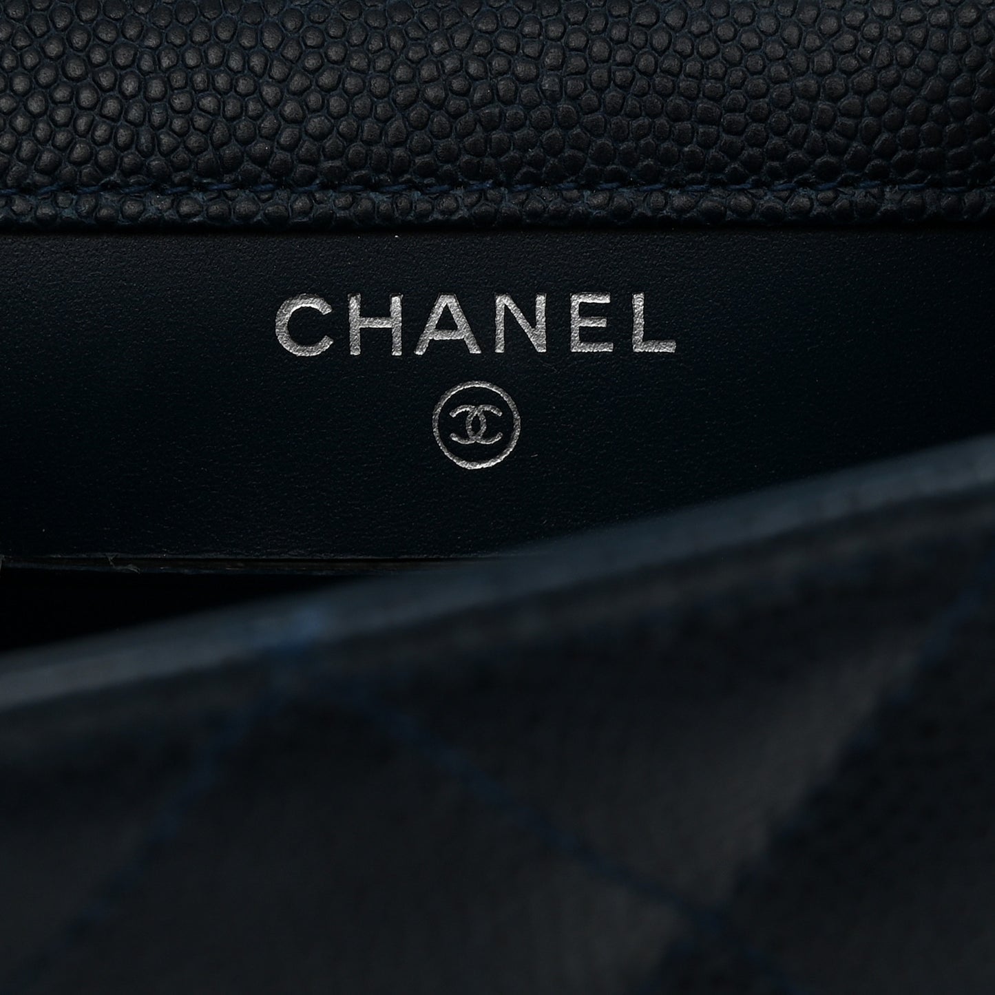 Caviar Quilted Extra Mini Wallet On Chain WOC Blue