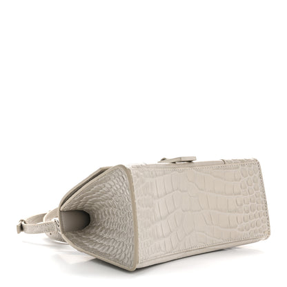 Balenciaga Shiny Calfskin Crocodile Embossed Small Hourglass Top Handle Bag Cold Beige 4 of 14