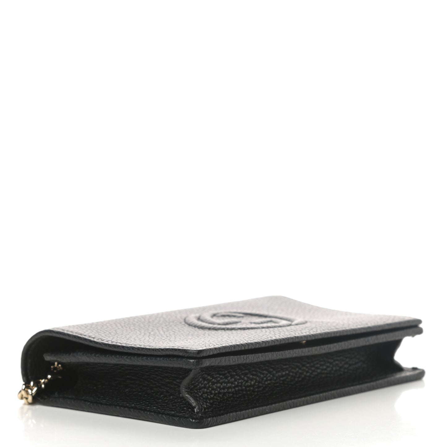 Pebbled Calfskin Soho Wallet on Chain Black