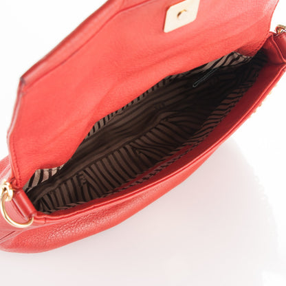 Fendi Vitello Flamingo Fendista Pouchette Crossbody Red 5 of 7