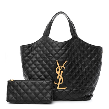 Saint Laurent Lambskin Quilted Maxi Icare Shopping Tote Black 1 of 13