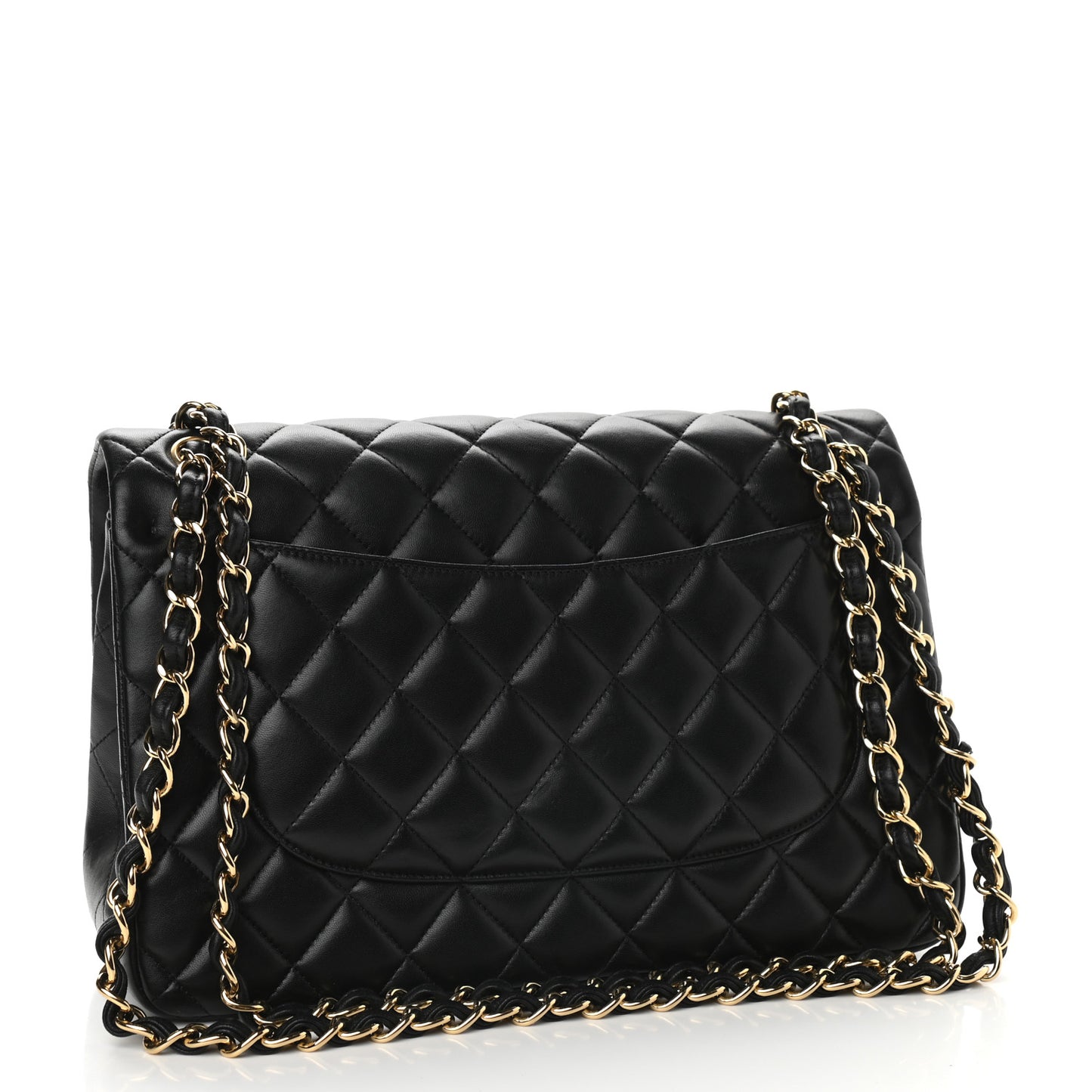 Lambskin Quilted Jumbo Double Flap Black