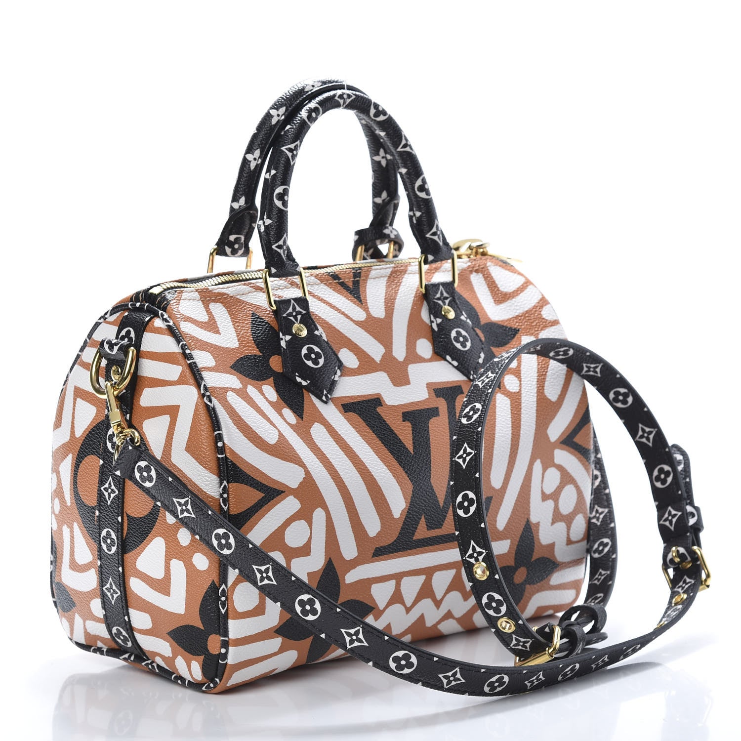 Louis Vuitton Monogram Giant Crafty Speedy Bandouliere 25 Creme Caramel 3 of 9