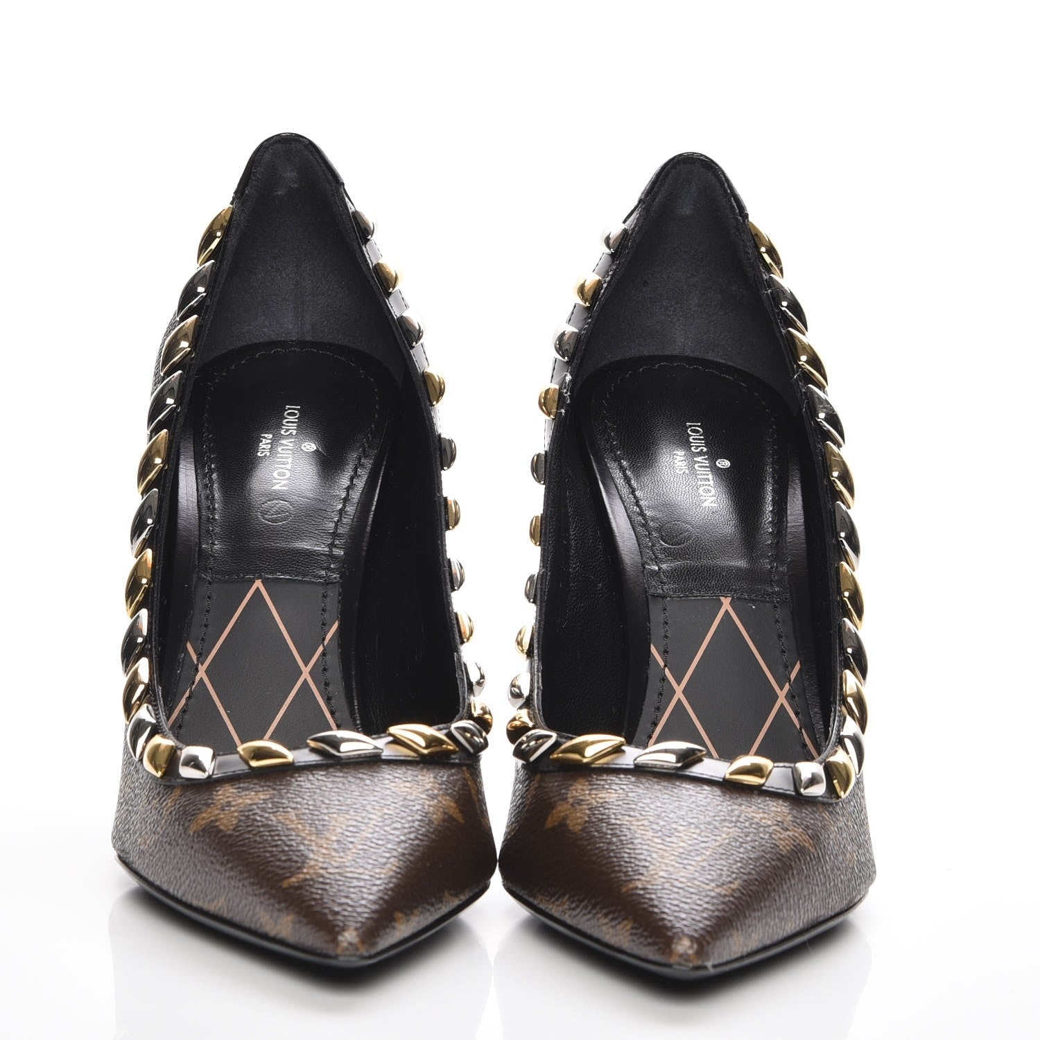 Louis Vuitton Calfskin Monogram Eldorado Pumps 38.5 Cacao 2 of 8