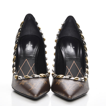 Louis Vuitton Calfskin Monogram Eldorado Pumps 38.5 Cacao 2 of 8