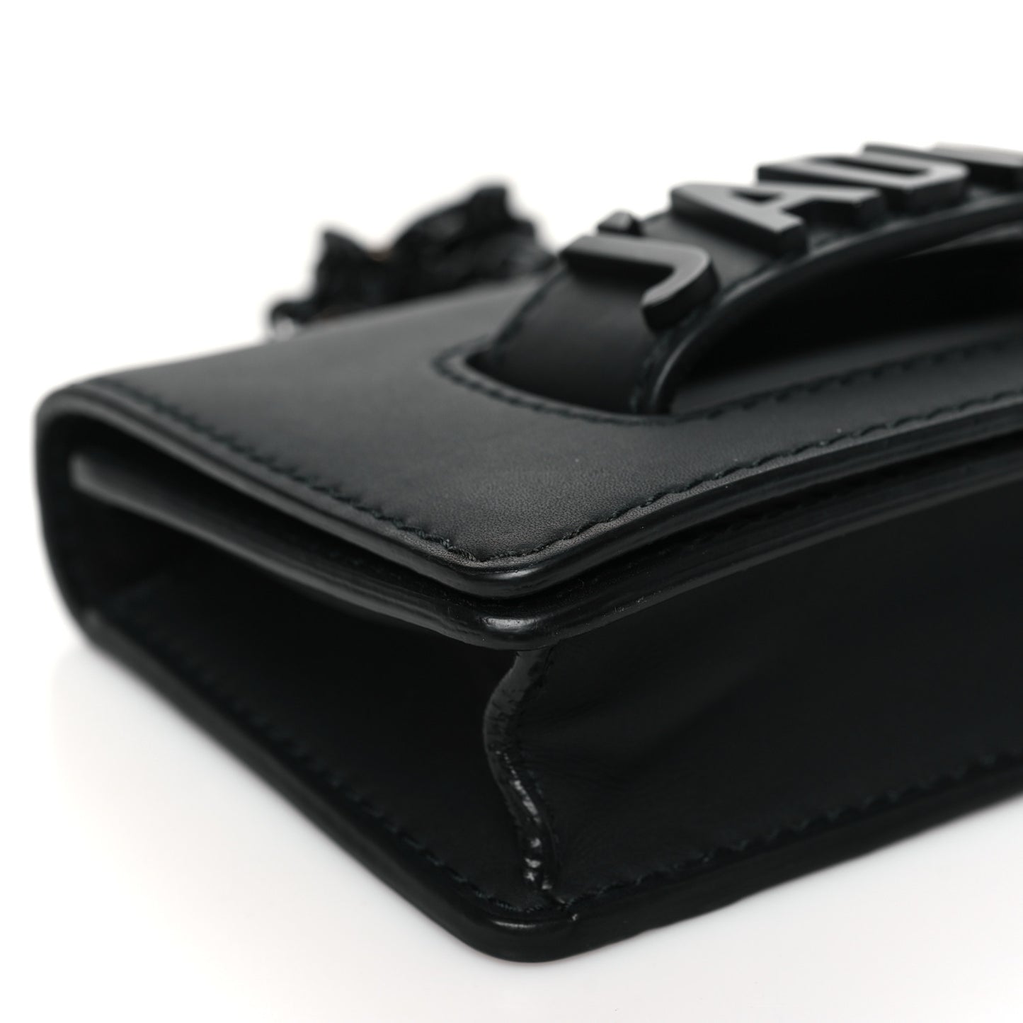 Ultra Matte Calfskin Mini J'Adior Chain Flap Bag Black