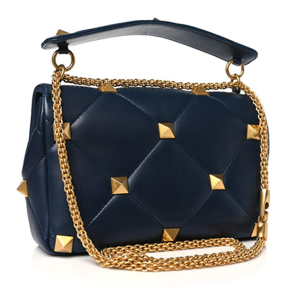 Valentino Garavani Nappa Large Roman Stud Shoulder Bag Marine 3 of 9