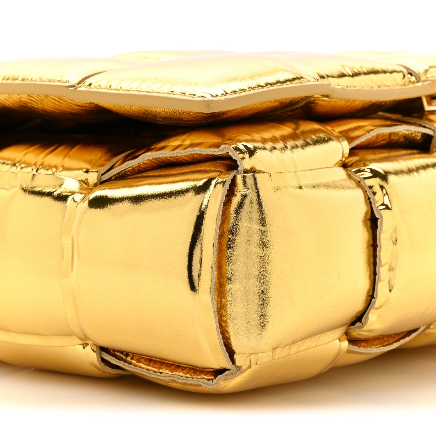 Bottega Veneta Mirror Lambskin Maxi Intreccio Padded Cassette Crossbody Bag Gold 8 of 13