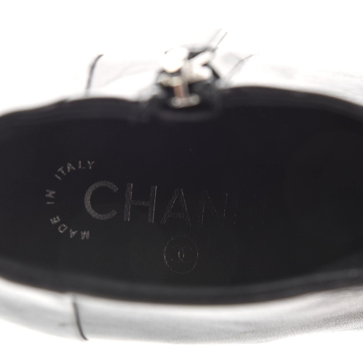 Chanel Lambskin CC Platform Cap Toe Chain Ankle Boots 37 Black 8 of 10
