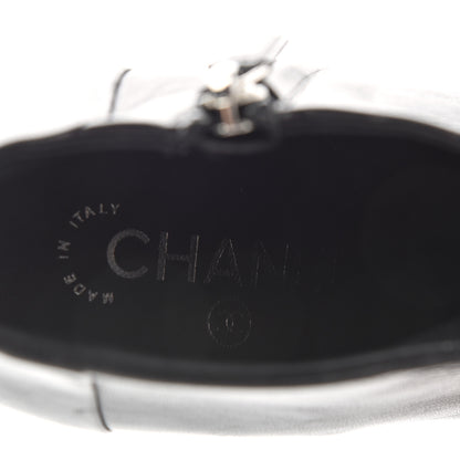 Chanel Lambskin CC Platform Cap Toe Chain Ankle Boots 37 Black 8 of 10