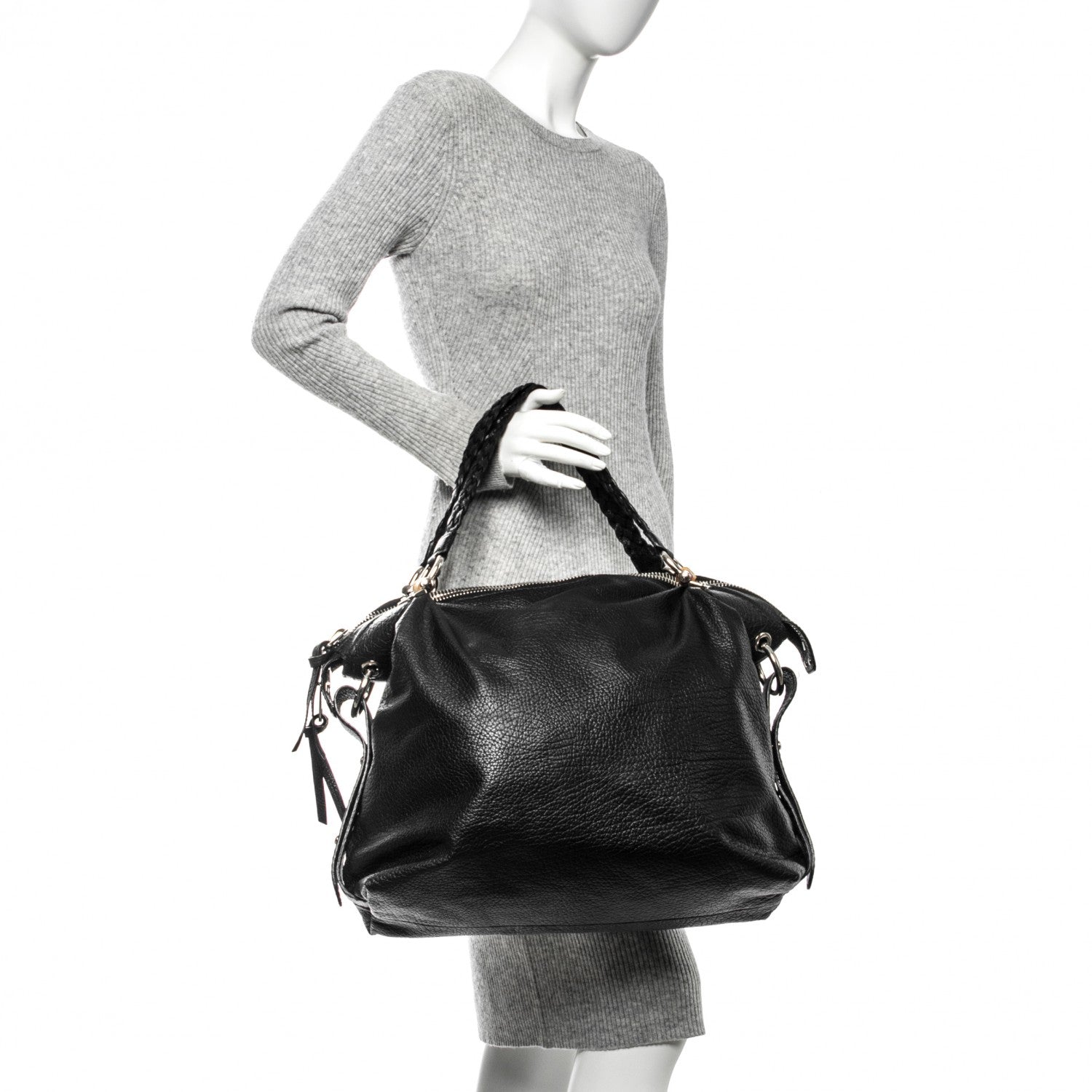 Gucci Leather Bamboo Bar Large Shoulder Bag Black 2 of 7