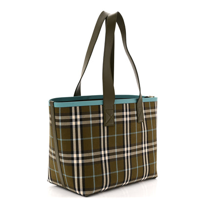 Burberry Cotton Check Small London Tote Bag Olive Green 4 of 10