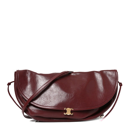 Celine Shiny Lambskin Soft Triomphe Half Moon Bag Syrah 1 of 9