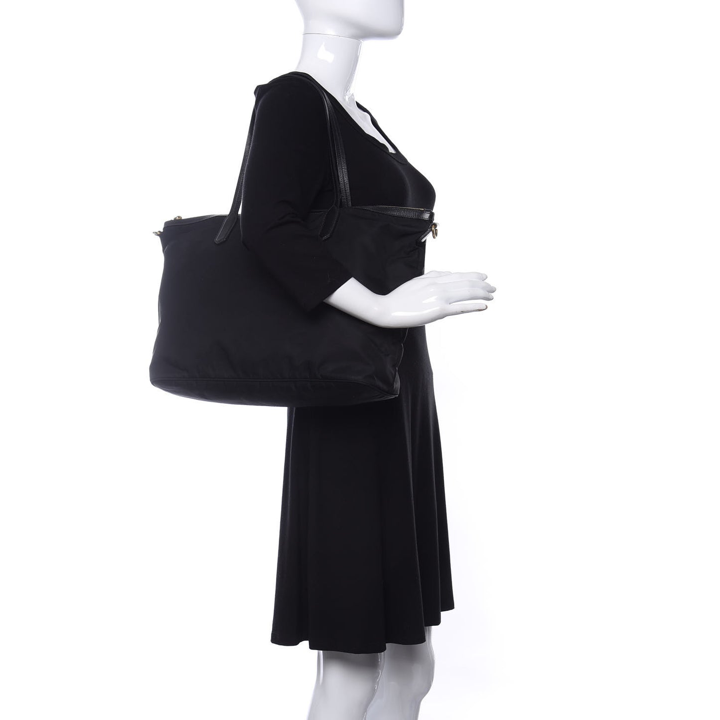 Tessuto Nylon Saffiano Shopping Tote Black