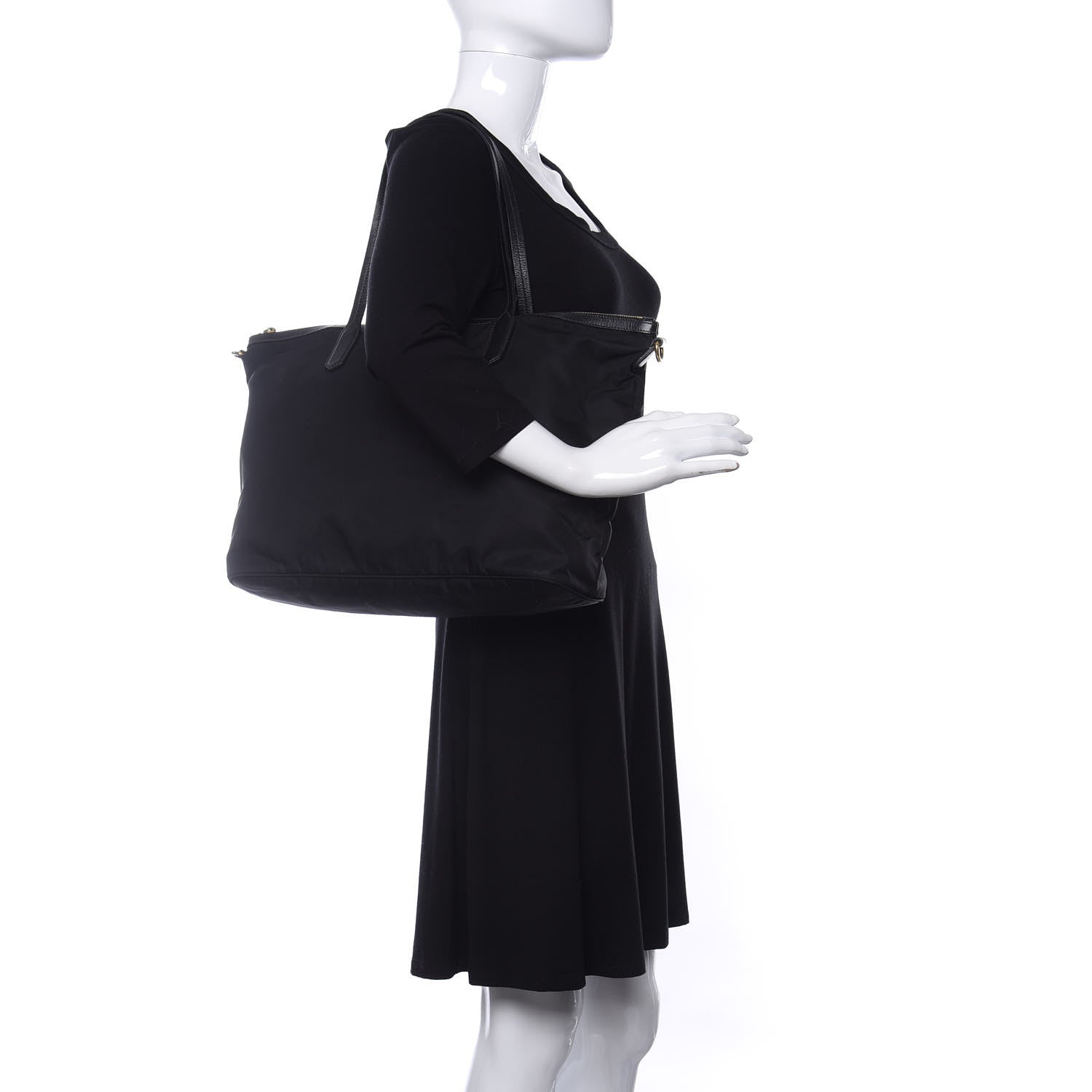Prada Tessuto Nylon Saffiano Shopping Tote Black 2 of 15