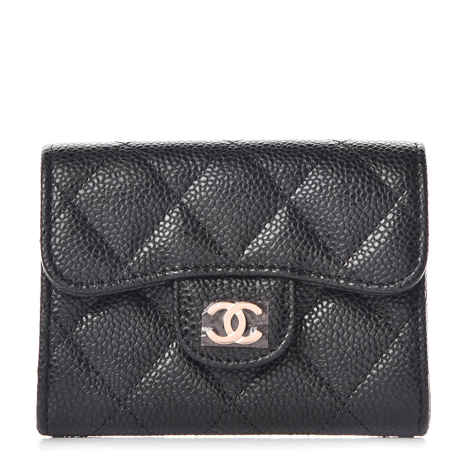 Chanel Caviar Quilted Flap Card Holder Wallet Black 1 of 9