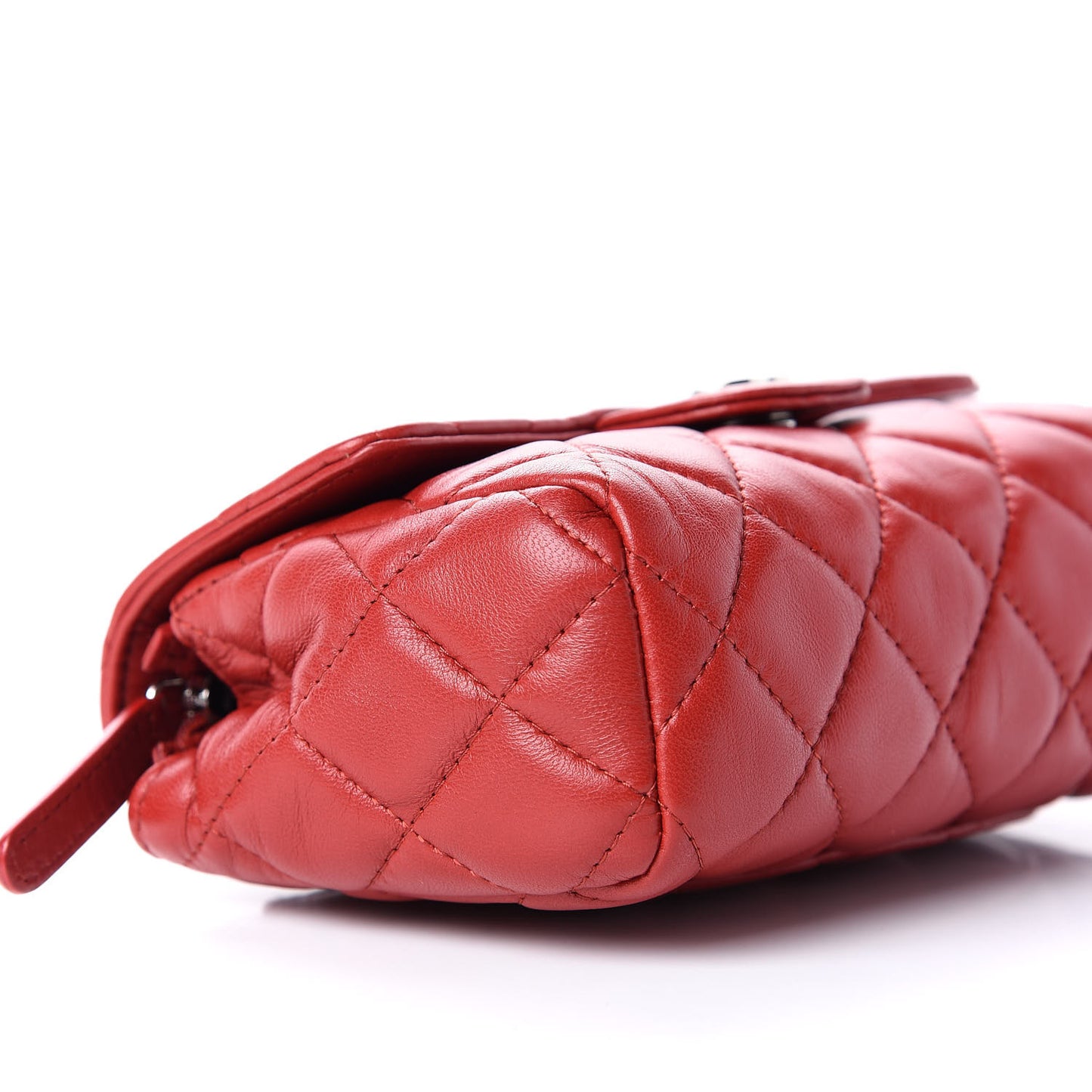 Lambskin Quilted Flap Cosmetic Case Red