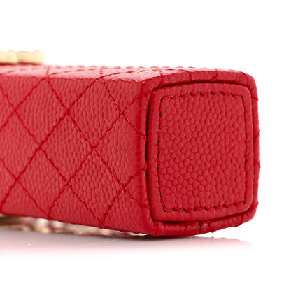 Chanel Caviar Stitched Lipstick Case On Chain Red 9 of 11