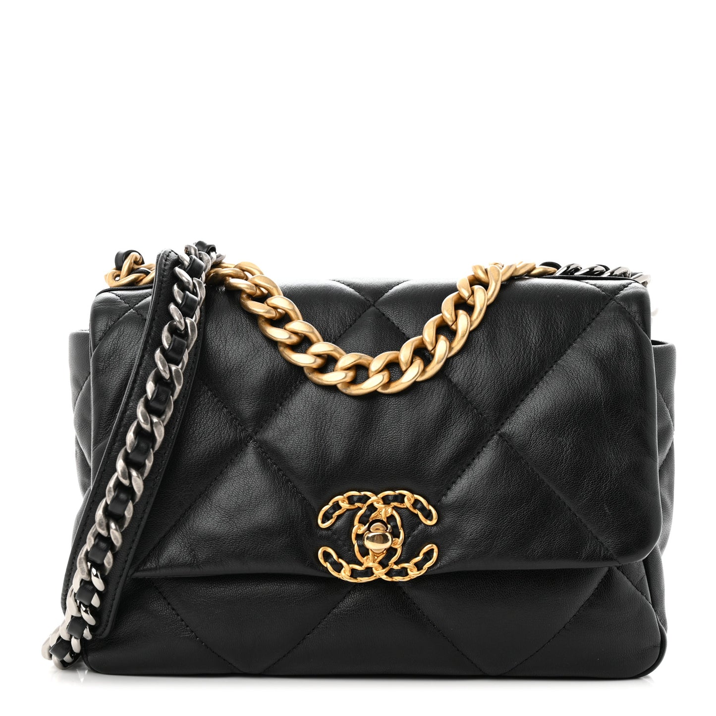 Goatskin Quilted Medium Chanel 19 Flap Black