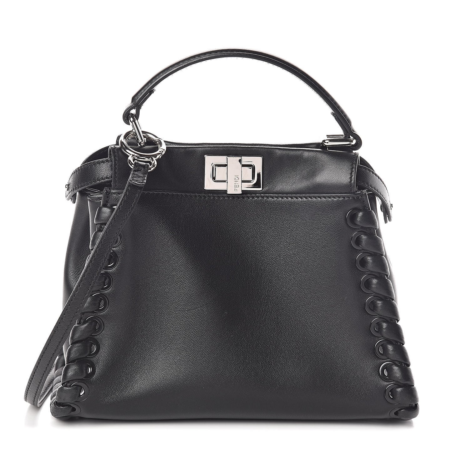 Nappa Lace Up Mini Peekaboo Iconic Satchel Black